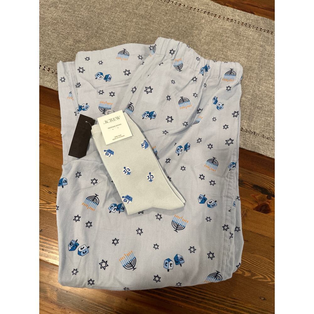 NWT J. Crew Hanukkah Pajama Pants and Matching Socks Size M